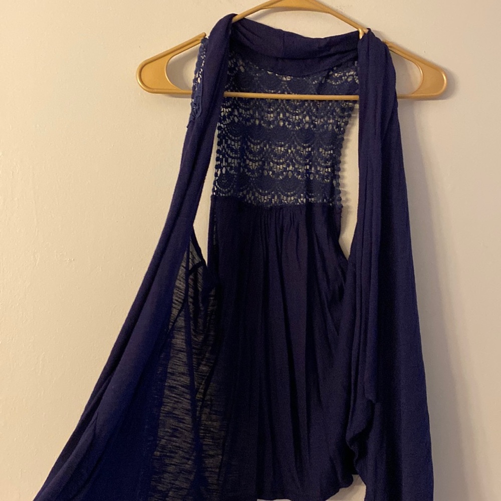 Navy blue sleeveless cardigan